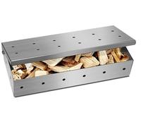 Boîte à fumer en acier inoxydable pour barbecue - 22,6 x 9 x 4,2 cm - Avec couvercle à rabat pratique pour barbecue à gaz et charbon de bois - Copeaux de fumage - Donne un arôme fumé - Couvercle