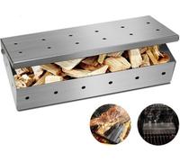 Boîte à fumigation en acier inoxydable pour BBQ | boîte à fumigation [22x9,5x4,4cm] avec couvercle rabattable pratique pour les barbecues à gaz et à charbon de bois | chips de fumage | donne un arôme 
