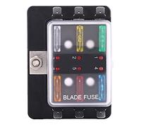 Boîte à Fusible, Keenso 6 Voies Porte-Fusibles Universel avec Eclairage LED pour Voiture Bateau Marine 5A 10A 15A 20A 25A 30A
