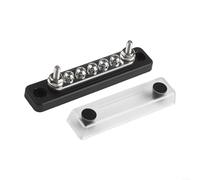Boîte à fusibles 100 A 48 V CC - Bloc de distribution avec couvercle en polycarbonate - En nylon ignifuge - Kit de barre de bus pour voiture, camion, bateau - Pour camping-car solaire (noir)