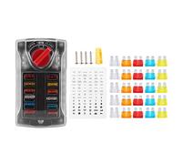 Boîte à fusibles 12 circuits avec voyant de défaut LED rouge, anti-poussière et anti-éclaboussures - Universel pour automobile, yacht, bateau - PC et construction métallique