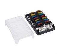 Boîte à fusibles 12 V avec couvercle indicateur LED, panneau de bloc de fusibles marins pour voiture et bateau, porte-fusible négatif positif indépendant à 12 circuits, 24 fusibles inclus