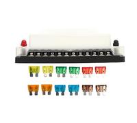 Boîte à fusibles 12 voies 12V, support de bloc de fusibles à lame à vis en acier inoxydable de qualité supérieure avec couvercle anti-poussière PC pour Applications marines de