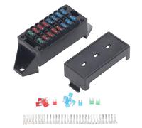 Boîte à Fusibles Automobile 16 Voies, Mini Porte-fusible Résistant aux Hautes Températures avec 16 Fusibles, 32 Bornes de Fil, pour Voiture, Bus, Bateau