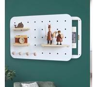 Boîte à fusibles en Bois, Couvercle de boîte à fusibles avec étagère, Couvercle décoratif du Compteur électrique, étagères de Planche perforées adaptées au Salon, Chambre à Coucher,Blanc,45x35cm