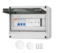 Boîte à fusibles en saillie IP65 01 Simmpatuu-Coffret électrique étanche IP65 équipé Livré,DZ 30mA AC Interrupteur de Fuite, 1 Disjoncteur 16A,2 prise modulaire 16A 2P+T