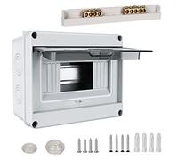 Boîte à fusibles en saillie IP65 avec 1 rangée de 8 modules, pinces en laiton, petit répartiteur en saillie pour pièces humides, jardins, extérieur, villas, colonnes de charge