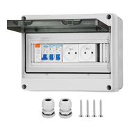 Boîte à fusibles en saillie IP65 Coffret électrique étanche IP65 équipé Livré,DZ 30mA AC Interrupteur de Fuite, 1 Disjoncteur 16A,2 Prise modulaire 16A 2P+T