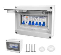 Boîte à fusibles en saillie - Petit distributeur en saillie avec interrupteur FI - AC 32 A - Distributeur de courant avec disjoncteur différentiel 40 A 2P type A/AC et LS C16A C10A