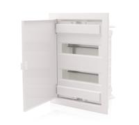 Boîte à fusibles encastrée 2 rangées pour 24 modules IP40 avec porte blanche
