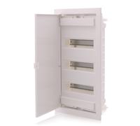 Boîte à fusibles encastrée 3 rangées pour 36 modules IP40 avec porte blanche
