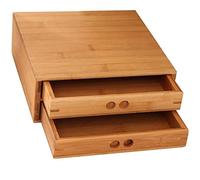 Boîte à gâteau à thé Puerh en bambou avec tiroir, organiseur de rangement pour thé Pu Erh pour amateur de thé à support et rangement B-P-H-1 (2 tiroirs)