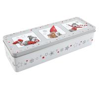 Boîte à gâteaux W-Figur en métal 29,5x10x9cm, rouge/blanc/gris