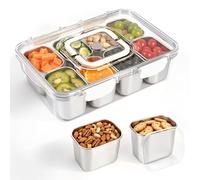 Boîte à Goûter à 8 Compartiments avec Poignées et Couvercles Indépendants | Aurinovellia Boîte à Goûter Réutilisables, Lavables au Lave-Vaisselle, Adaptées aux Pique-Niques, Fêtes, Collations, Fruit
