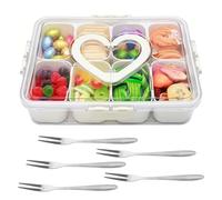 Boîte à goûter avec 8 compartiments - Bol à collation avec couvercle et poignée - Plateau de service divisé - Boîte de rangement avec poignée - Portable - Organisateur pour bonbons, fruits, biscuits