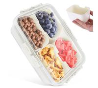 Boîte à goûter avec compartiments - Assiette à collation avec couvercle - Boîte de rangement rectangulaire - Pour légumes, fruits, épices, bonbons, noix, biscuits, desserts, apéritifs