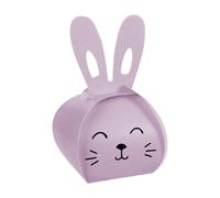 Boîte à goûter de Pâques pour les vacances, 6,56 x 6,56 x 11,4 cm, boîte amusante en forme de lapin avec design coloré, matériau en carton robuste, récipient à friandises de Pâques avec un style