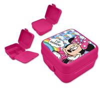 HOVUK Boîte à goûter Minnie Mouse de 14 cm, 3 compartiments, style bento, boîte à déjeuner étanche pour enfants, boîte à repas pour filles de 3 ans et plus