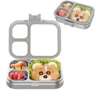 Boîte à goûter en acier inoxydable pour enfants,Metal Bento Lunch Box Kinder anti-fuite Boîte à goûter pour enfants avec 3 compartiments et anneau d'étanchéité, boîtes à goûter pour la visualisation