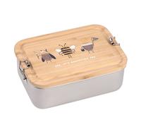 LÄSSIG Boîte à goûter pour enfants Acier inoxydable et bambou Boîte à déjeuner durable Jardin d'enfants École/Lunchbox Stainless Steel Bamboo Nature
