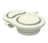 Boîte à goûter en silicone avec deux compartiments séparés, corps pliable et couvercle sécurisé pour ranger sauces et collations ensemble (beige)