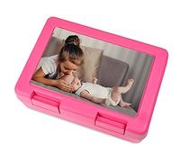 Boite à gouter enfant rose personnalisée photo - Boite à gouter en plastique rose avec impression photo - Boite à gouter en plastique personnalisable