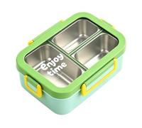 Boîte à goûter étanche en acier inoxydable à 3 sections pour l'école | Matériaux de qualité alimentaire, sans odeur après une longue utilisation, design empilable pour économiser de l'espace dans