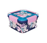 Boîte à goûter - KONIX - Lilo & Stitch «Stitch Loves You» - Rose/Bleu - Plastique durable - Couvercle hermétique