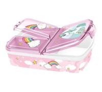 Boite à gouter - Licorne - 3 Compartiments - Mélamine - 18x13x5 cm - Rose