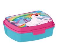 Boite à goûter licorne enfant - GUIZMAX - Plastique - Fermeture clapet - Bleu