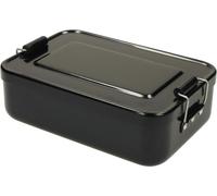 Boîte à goûter "Metallic" - Boîte à goûter robuste en aluminium avec couvercle amovible et étriers de serrage pratiques - Noir