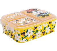 Boîte à goûter Minnie avec 3 compartiments en plastique avec fermoirs à clips, boîte à déjeuner pour enfants (Boîte à goûter Minnie Disney)