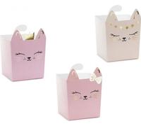 Boîte à goûter pour enfants 14x10cm motif chats set de 3 roses clairs / roses