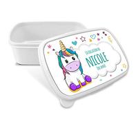 Boîte à goûter pour enfants. Boîte à goûter avec nom. Boîte à deyeuner. Boîte à lunch. Convient aux Micro-Ondes et ne Contient BPA, ni phtalates, ni métaux Lourds. Cadeaux personnalisés. LICORNE