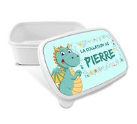 Boîte à goûter pour enfants. Boîte à goûter avec nom. Boîte à deyeuner. Boîte à lunch. Convient aux Micro-Ondes et ne Contient BPA, ni phtalates, ni métaux Lourds. Cadeaux personnalisés. DRAGON