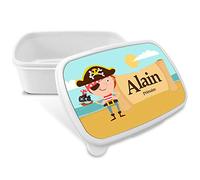 Boîte à goûter pour filles. Boîte à goûter avec nom. Boîte à deyeuner. Boîte à lunch. Convient aux Micro-Ondes et ne Contient BPA, ni phtalates, ni métaux Lourds. Cadeaux personnalisés. PIRATES