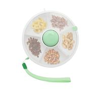 Boîte à goûter rotative pour avec distributeur de 5 compartiments et couvercle pour nourriture, noix, légumes, fruits, desserts, avion en voiture