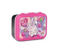 Boîte à goûter Sj Seven Girl Lapin Dimensions 18 x 12 x 7 cm pour école, gite, pique-nique et mer + porte-clé pailettes