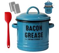 Boîte À Graisse Pour La Cuisine - Pot en Émail de Grande Capacité | Passoire Économiseur de Graisse de Bacon - Pour La Friture La Cuisson Au Four La Préparation Des Repas Les Vacances Le Camping Le Re