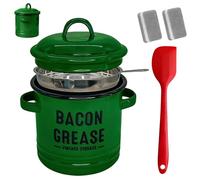 Boîte À Graisse Pour La Cuisine | Pot en Émail de Grande Capacité | Récipient à Graisse de Bacon avec Passoire - Pour Les Vacances Le Camping Le Restaurant La Cuisson Le Rôtissage La Préparation De