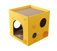 Boîte à gratter chat ondulé maison pliante carrée pour intérieur, maison en carton durable, protection de meubles, salle pour économiser de l'espace | Jouer, détente, Saver pour animaux de compagnie,