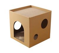 Boîte à griffer pour chat en carton ondulé - Double couche - Pliable - Carré - Maison de jeu pour chat pour l'intérieur - Protection des meubles - Maison à chat en carton