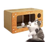 Boîte à griffoir pour chat - Combinaison de coussinets en carton pour maison griffoir pour chat, maison griffoir 2 en 1 avec boule | Maison à gratter 2 en 1 avec tampon à gratter et les