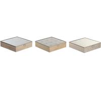 Boîte à infusion dkd home decor 24 x 24 x 6,5 cm verre naturel bleu rose métal white 3 pièces bois mdf