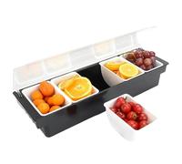 Boîte à Ingrédients avec 5 Bacs et Couvercles - Station pour Fruits et Salades，Saladette pizza - Vitrine Réfrigérée avec Emplacement pour Glace - Cuisine, Restaurant et Pizzeria - Facile à Nettoyer