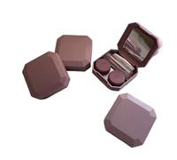Boîte à lentilles de Contact carrée couleur bonbon, étui Portable solide avec jeu bâtons d'aspiration for Kit voyage 4 pièces(Chocolate)
