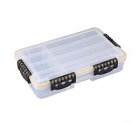 Boîte à leurres de pêche, boîte en plastique transparent, boîte de matériel de pêche en plastique PP, boîte à leurres étanche, grille personnalisable, boucle à trois côtés (S)