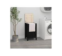 Boîte à linge Noir 44x44x76 cm Bois massif de pin 823578