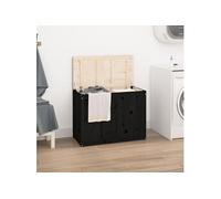 vidaXL Boîte à linge - Rangement vêtements et jouets - Bois massif de pin Noir 88,5×44×66 cm