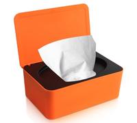 Boîte à lingettes humides, boîte de rangement en plastique pour lingettes humides, boîte à lingettes humides, distributeur de lingettes humides, avec couvercle, pour la maison et le bureau, orange